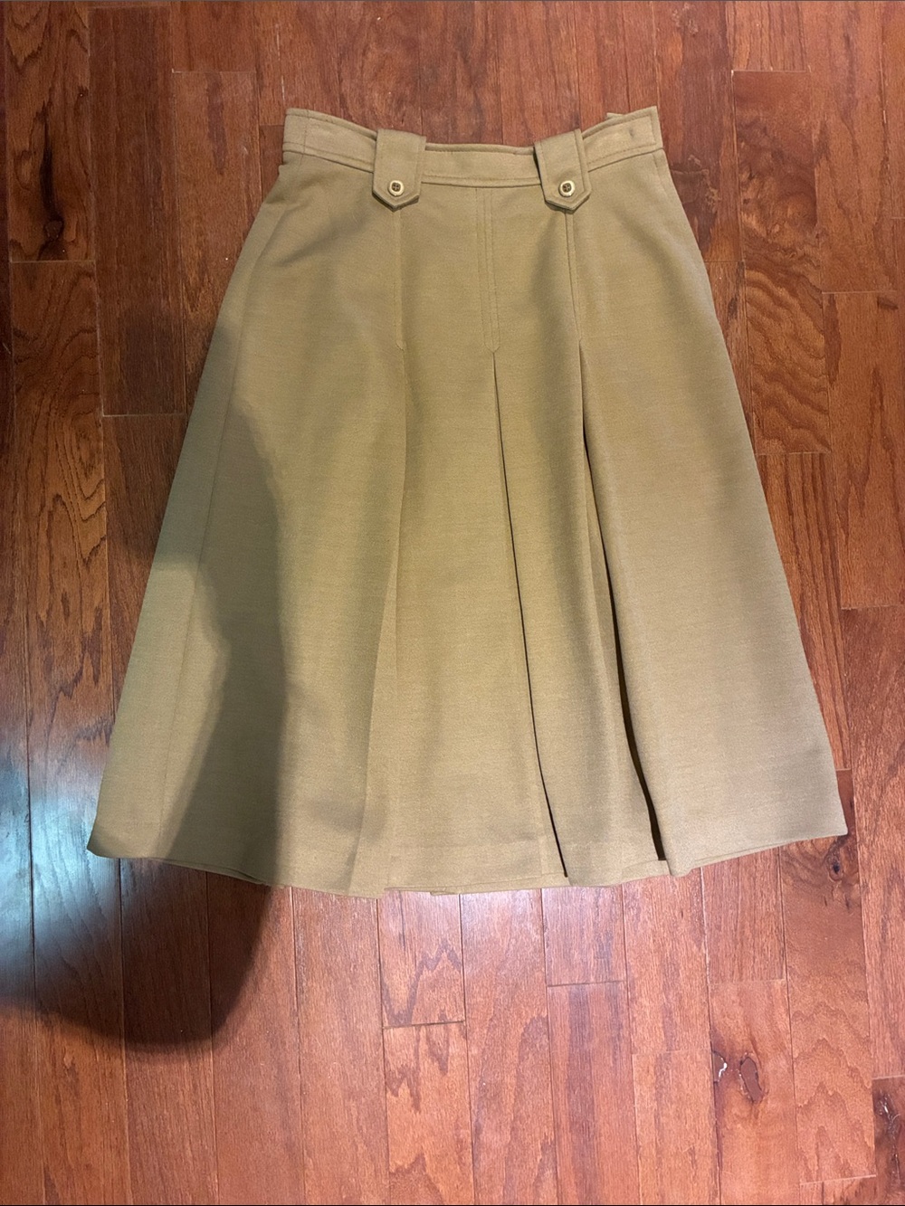 A-Line Pleated Skirt in Khaki
